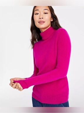 Charter Club Hot Pink CashmereTurtleneck Sweater, size L